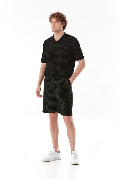 Fulla Moda Ελαστικό σορτς μέσης με ραβδώσεις