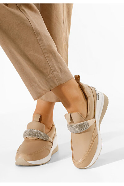 B T Shoes Khaki dámské tenisky na klínku Rubica