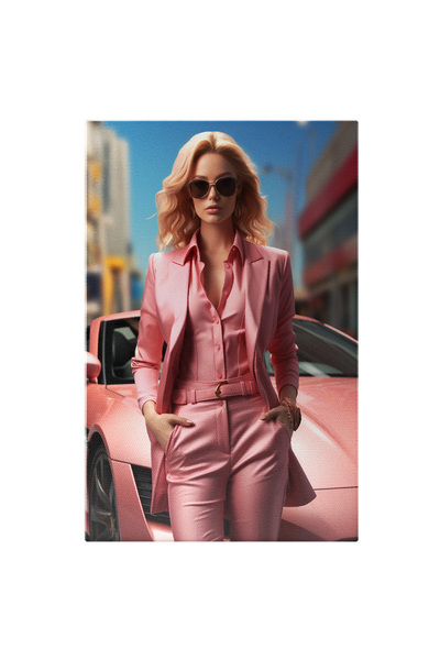 StoryGift Romania Tablou Canvas: Dama Imbracata Elegant, Sacou Si Cercei In Ureche Ochelari Si Bratari Pictura D