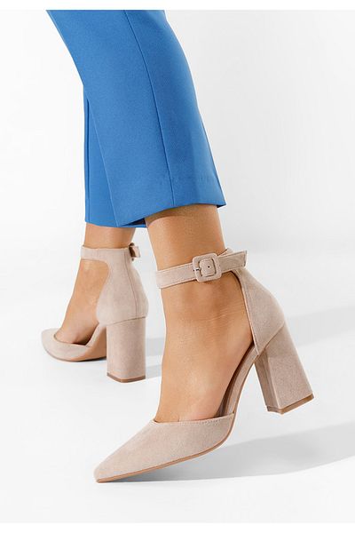 B T Shoes Freya Beige Chunky Heel Shoes