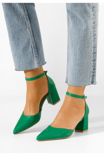 B T Shoes Zelené lodičky s páskem Alivila