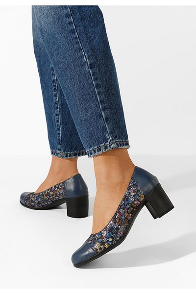 B T Shoes Pantofi Cu Toc Gros Piele Judy V2 Multicolori