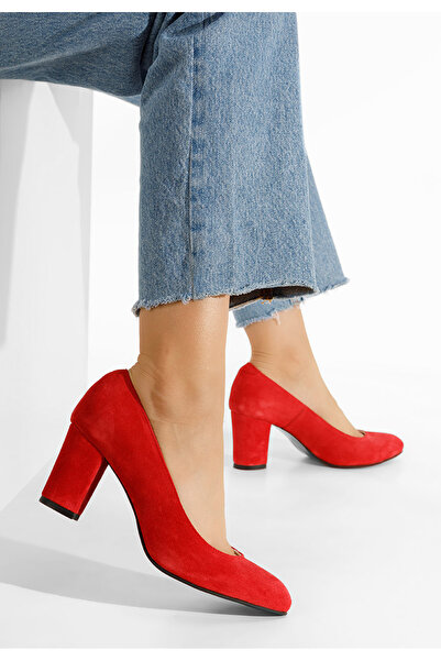 B T Shoes Červené kožené lodičky Sienna