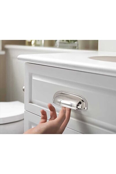 ARON (3 ADET) 471-96 MİDYE (KROM PARLAK) ÇANAK TAS KULP TV ÜNİTE ŞİFONYER ÇEKMECE DOLAP KAPAK KULPU 96MM