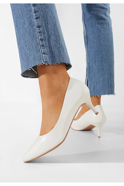 B T Shoes Modena White Mid Heel Shoes