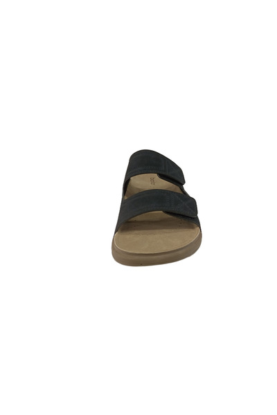BENTO 115002 Black Men's Double Velcro Daily Leather Anatomical Slippers