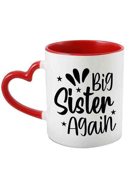 StoryGift Romania Mug with stars and the text in English "Big sister again" - big sister again, With,STG.