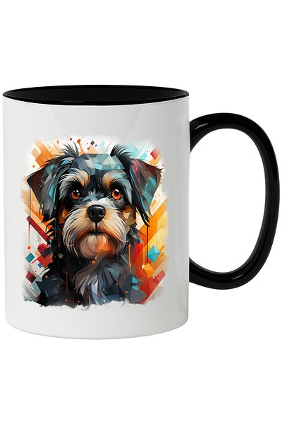 StoryGift Romania Puppy Mug, Dog Lovers, Geometric, Rhombus, Multicolor 330 ml, Ceramic, With