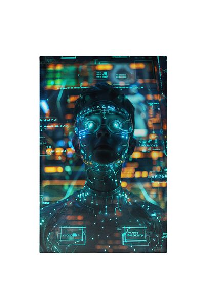 StoryGift Romania Tablou Canvas: Baiat Scanat De Un Computer, Inteligenta Artificiala, Ilustrarea Viitorului, Cl
