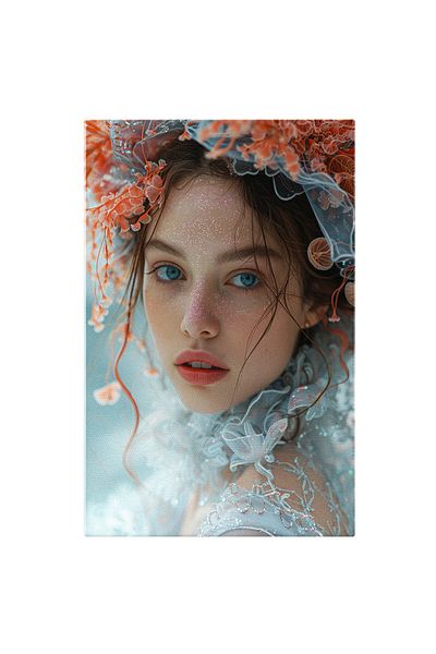 StoryGift Romania Tablou Canvas Chip Feminin Stralucitor Cu Ochi Albastri Luciosi Si Par Saten Cu Sprancene Maro