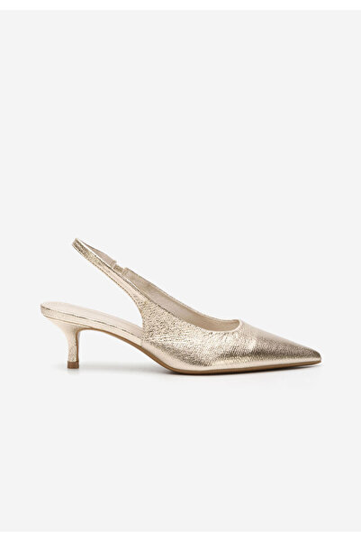 B T Shoes Gold Tressie Thin Heel Shoes