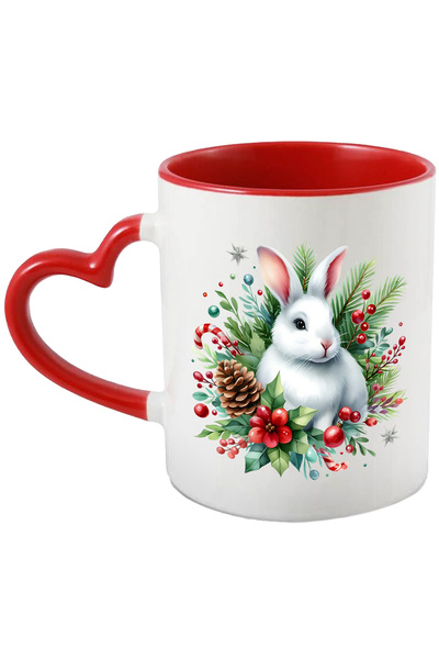 StoryGift Romania Cana Cu Un Iepuras, Ilustratie, Craciun, Con De Brad, Vasc,...