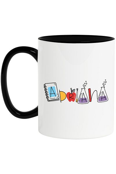 StoryGift Romania Mug With Name Adriana, School, Chemistry, Subjects, Algebra, Geometry, 330ml, Wax, With