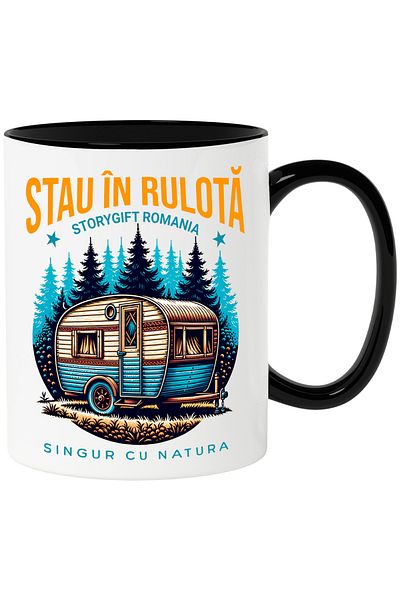 StoryGift Romania Mug I'm in the caravan alone with nature adventure fresh air, 330ml, Ceramic with Handle, With