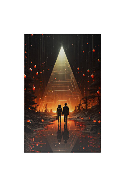 StoryGift Romania Tablou Canvas: O Femeie Si Un Barbat Stand Uimiti Pe Loc - Globuri Lumina Abstract Sf Pictura