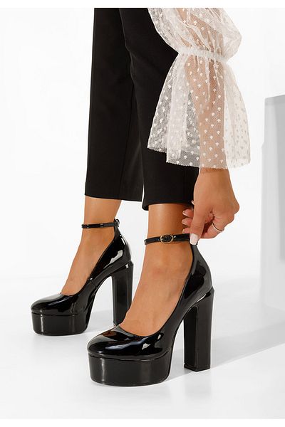 B T Shoes Pantofi Cu Toc Gros Si Platforma Matea Negri