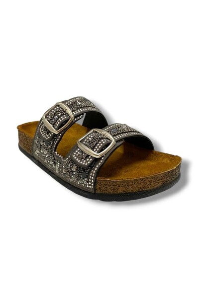 Witta 55704-25 Papuci anatomici pentru femei, cu bandă dublă și pietre decora...