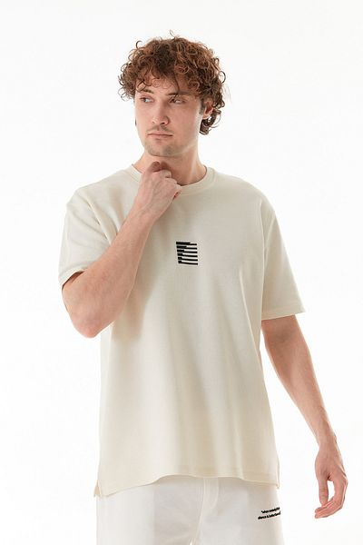 Fulla Moda Basic Embossed Printed Thick Combed Oversize T-Shirt