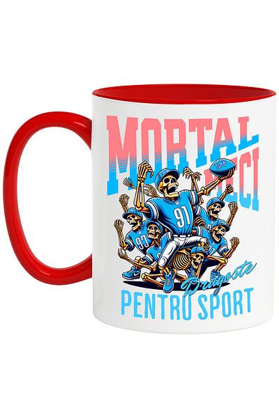 StoryGift Romania Cana Meci Mortal Echipa De Rugby Sport Dragoste Activ, 330ml, Ceramic Cu Maner R, Cu ,stg