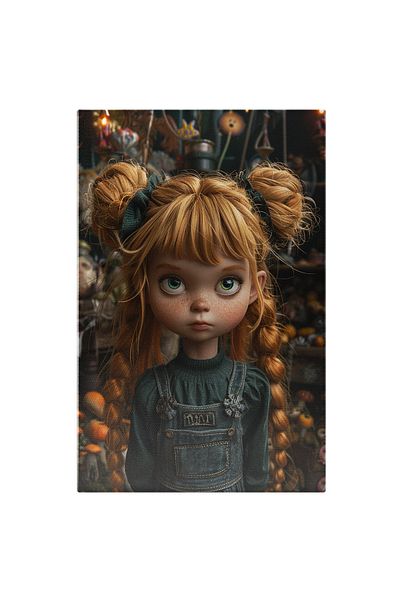 StoryGift Romania Tablou Canvas: Cămara Cu Ciuperci Fetița Roșcovană Cu Părul În Cozi Împletite Armonios Pictura