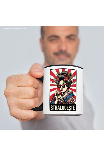 StoryGift Romania Mug Shines Woman Japanese Style Asian Drink, 330ml, Ceramic with Handle Ne, With, STG