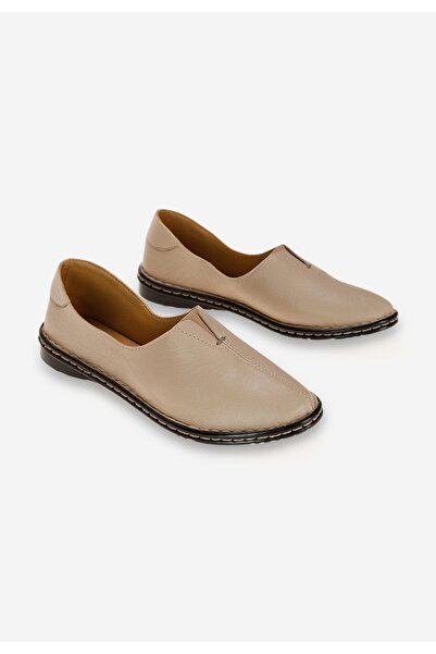 B T Shoes Béžové dámské kožené mokasíny Leocadia