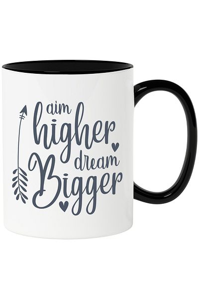 StoryGift Romania Mug with hearts and an arrow with a message that encourages you to aim higher and, With