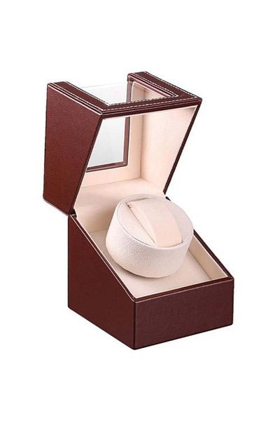 iUni Automatic Watch Winder Box, Watch Winder, Brown-cream