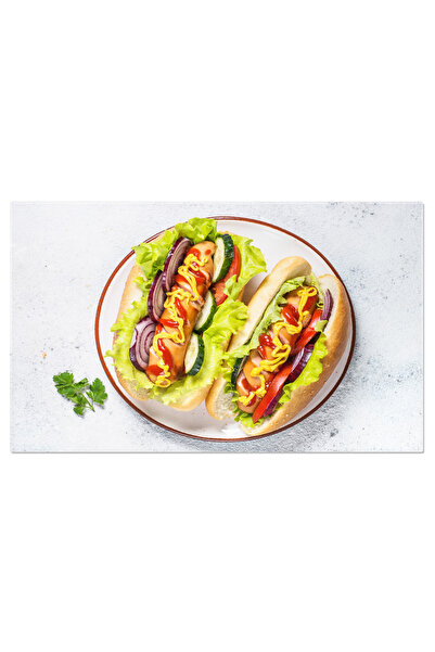 StoryGift Romania Tablou Canvas Hot Dog Cu Legume Proaspete Pe Fundal Alb O Delicatesa Rapida Si Delicioasa Preg