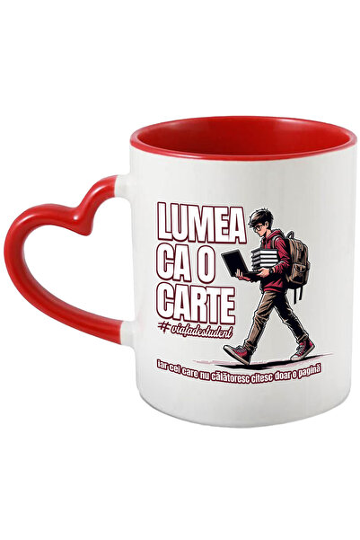 StoryGift Romania Cana Lumea E O Carte #viatadestudent Scoala, 330ml, Ceramic...