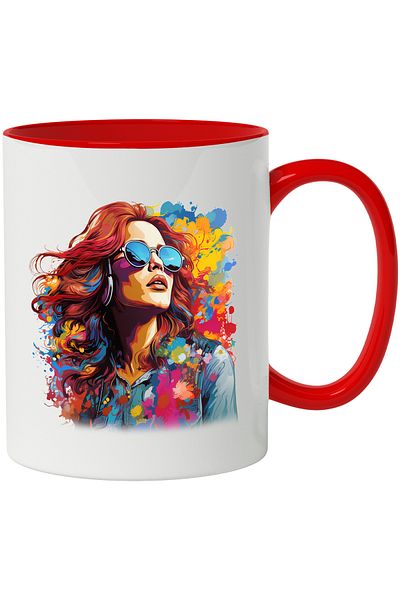 StoryGift Romania Mug With Amy Adams, Actress, Celebrity, Sunglasses, Multicolor 330 ml, C, With