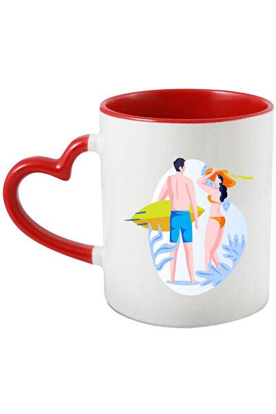 StoryGift Romania Cana Cu Placa De Surf, Palarie, Plaja, Multicolor 330 Ml, C...