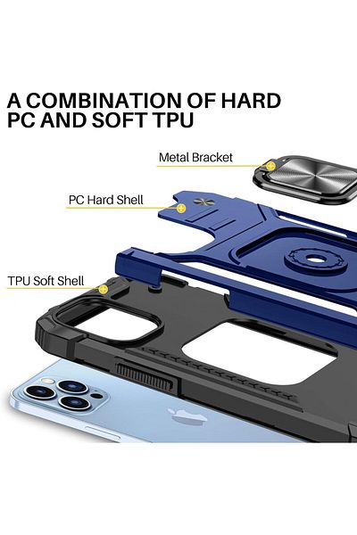 Vakoo Husă de protecție pentru iPhone 13 PRO MAX Vakoo, TPU, albastru închis/negru, 6,7 inci