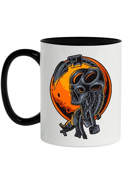 StoryGift Romania Mug With Alien, Tail, Scorpion, Robot, Sunset, SF, Multicolor 330 ml, Wax, With