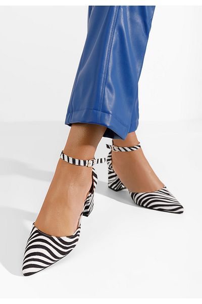 B T Shoes Pantofi Cu Toc Gros Alivila V2 Zebra