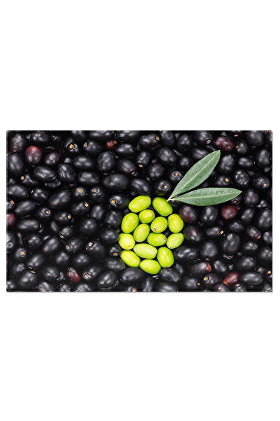 StoryGift Romania Tablou Canvas Forma De Masline Verde Pe Fundal Negru, Masline, Alimente, Culoare 2243