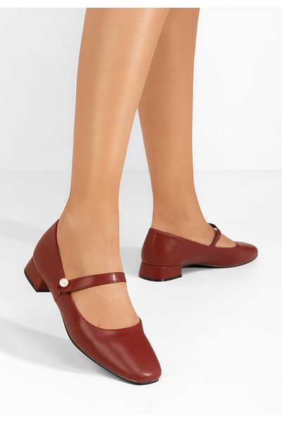 B T Shoes Jenelle Red Low Heel Shoes
