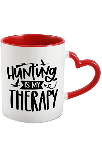 StoryGift Romania Cana Cu Mesajul "hunting Is My Therapy" - Vanatul E Terapia Mea Cu Maner Inima R, Cu ,stg