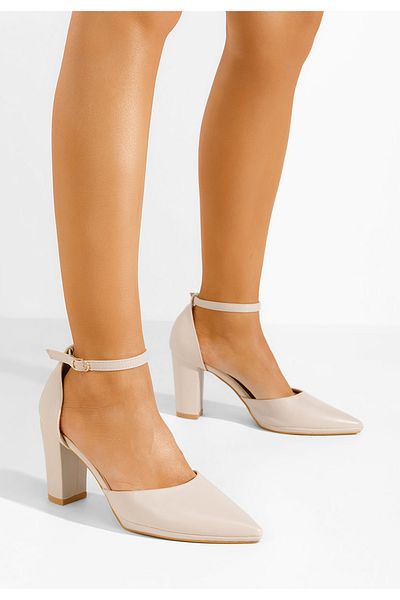 B T Shoes Pantofi Cu Toc Gros Asteria Bej