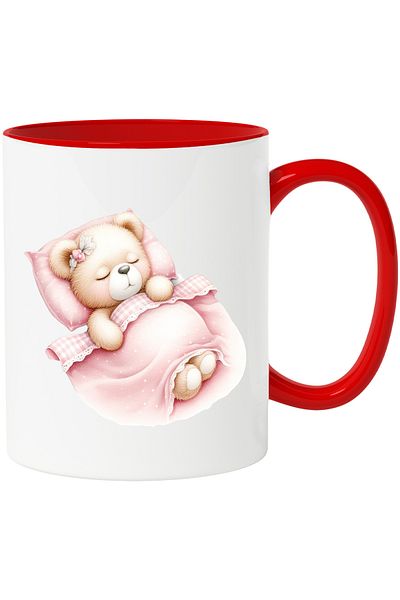 StoryGift Romania Mug with a sleeping teddy bear | illustration | deep sleep | blanket | in the dream world, With