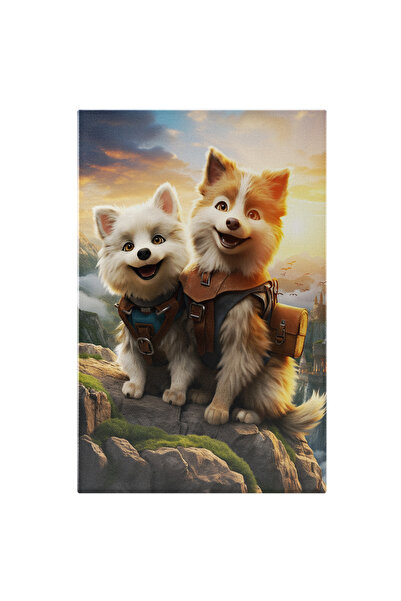 StoryGift Romania Tablou Canvas: Căței Pufoși Zâmbesc La Cameră- Personaje Animate Pictura Digitala