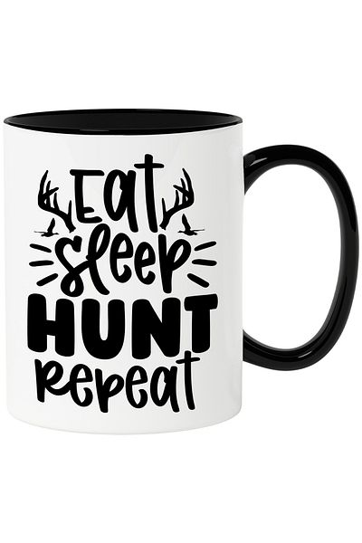 StoryGift Romania Mug with the text "Eat, sleep, hunt, repeat" - eat sleep hunt repeat with Mane, Cu