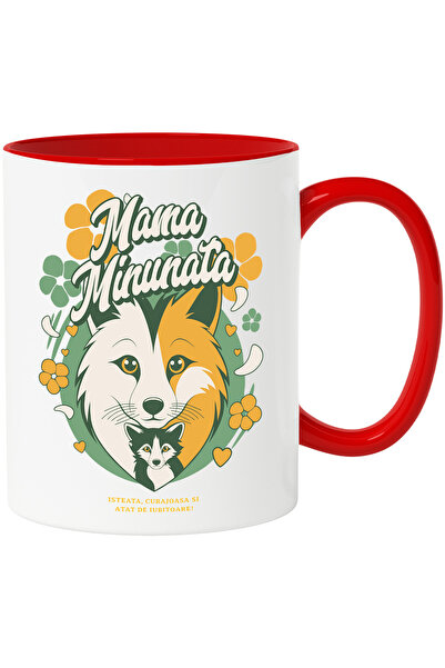 StoryGift Romania Cana Lupoaica Cu Pui Familie Text Mama-minunata, 330ml, Cer...