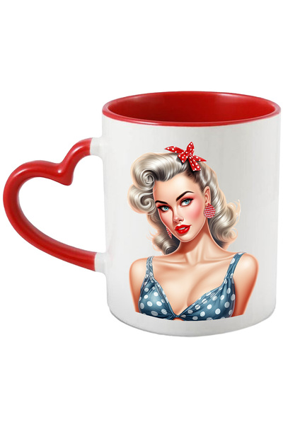 StoryGift Romania Cana Cu O Femeie Frumoasa, Ilustratie, Stil Retro, Vechi, D...