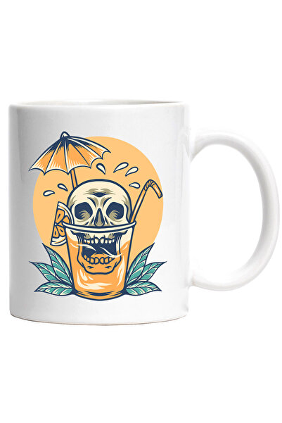 StoryGift Romania Cana Cu Bautura, Apus, Umbrela, Craniu, Pai, Lamaie, Multic...