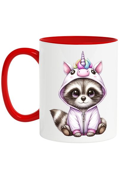 StoryGift Romania Mug with a raccoon in a unicorn costume, illustration, sweatshirt, cheerful, playful, for, With, STG