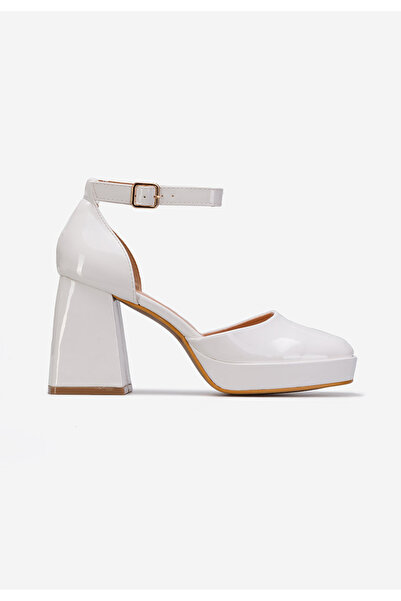 B T Shoes White Ibia Chunky Heel Shoes