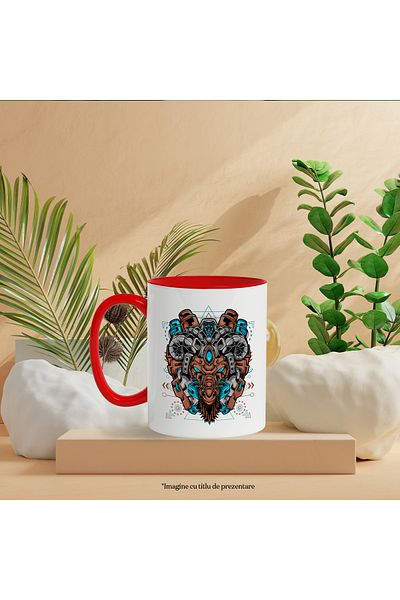 StoryGift Romania Mug With Tap Head, Horns, Beard, Mecha, Robot, SF, Multicolor 330 ml, Ceramic, With ,STG