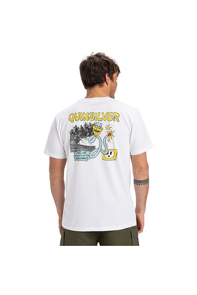 Quiksilver Ανδρικό μπλουζάκι με λευκό casual στυλ Home Disconnect Effects Eqyzt08049-908
