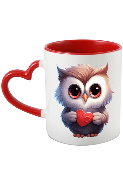 StoryGift Romania Cana Cu O Bufnita Micuta Care Tine O Inima In Brate | Ilust...